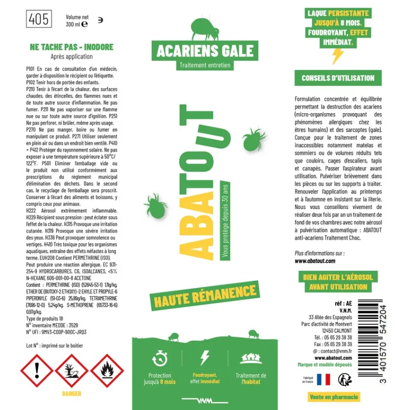 Laque anti-Acariens & Gale - Entretien