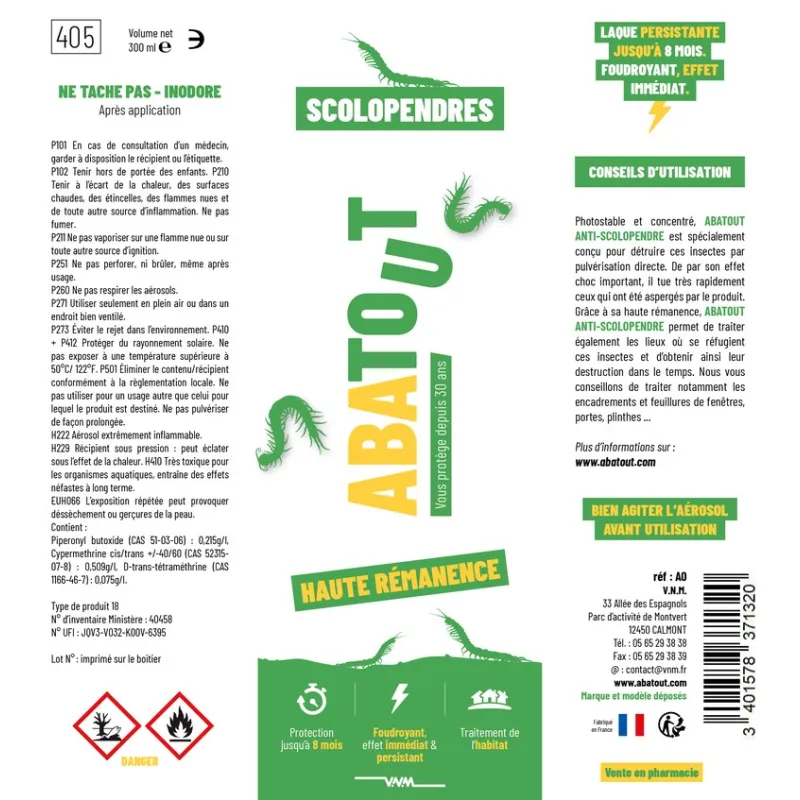 Laque anti-scolopendres