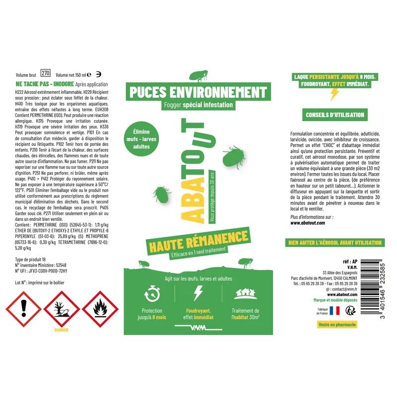Laque anti-Puces environnement – Fogger